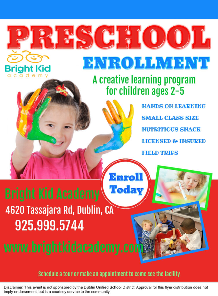 Bright Kid Preschool – Now Enrolling | Connecting people in San Ramon ...